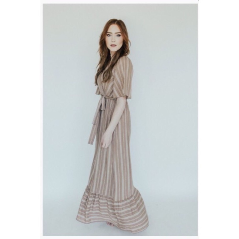 CJLA Clark Wrap Maxi Dress, Taupe, NWT
